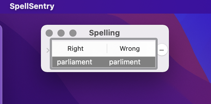 SpellSentry closed tableview